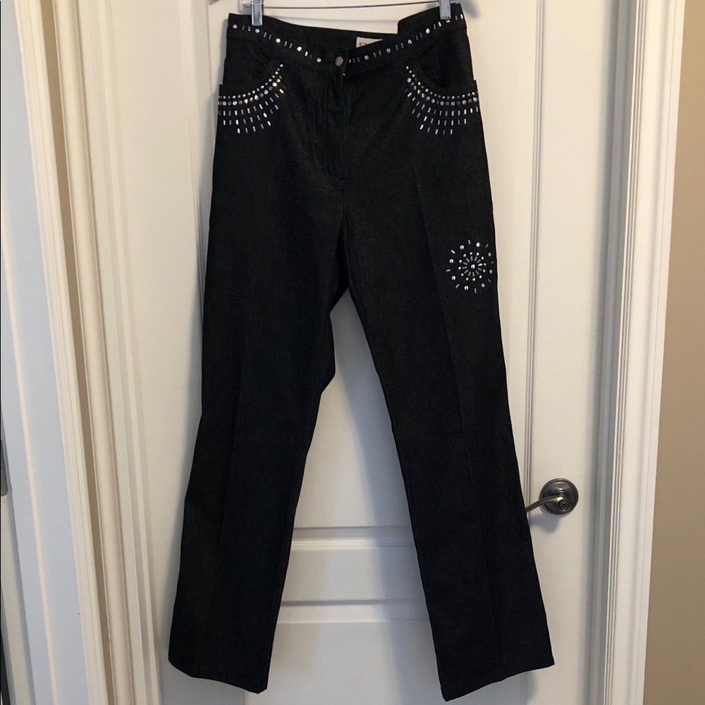 Apriori:  Elegant Black Studded Straight Leg Jeans - NWOT